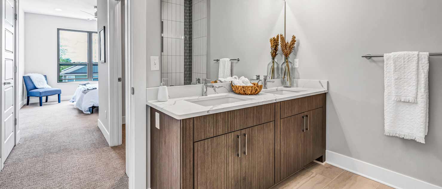 Master Bathroom with View of Bedroom